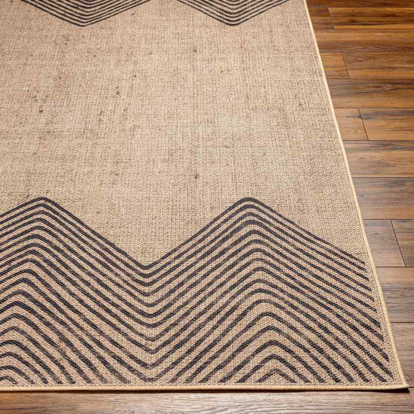 Nyomi Cottage Tan/Black Washable Area Rug