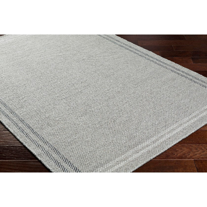 Janmichael Solid and Border Gray/Black Area Rug