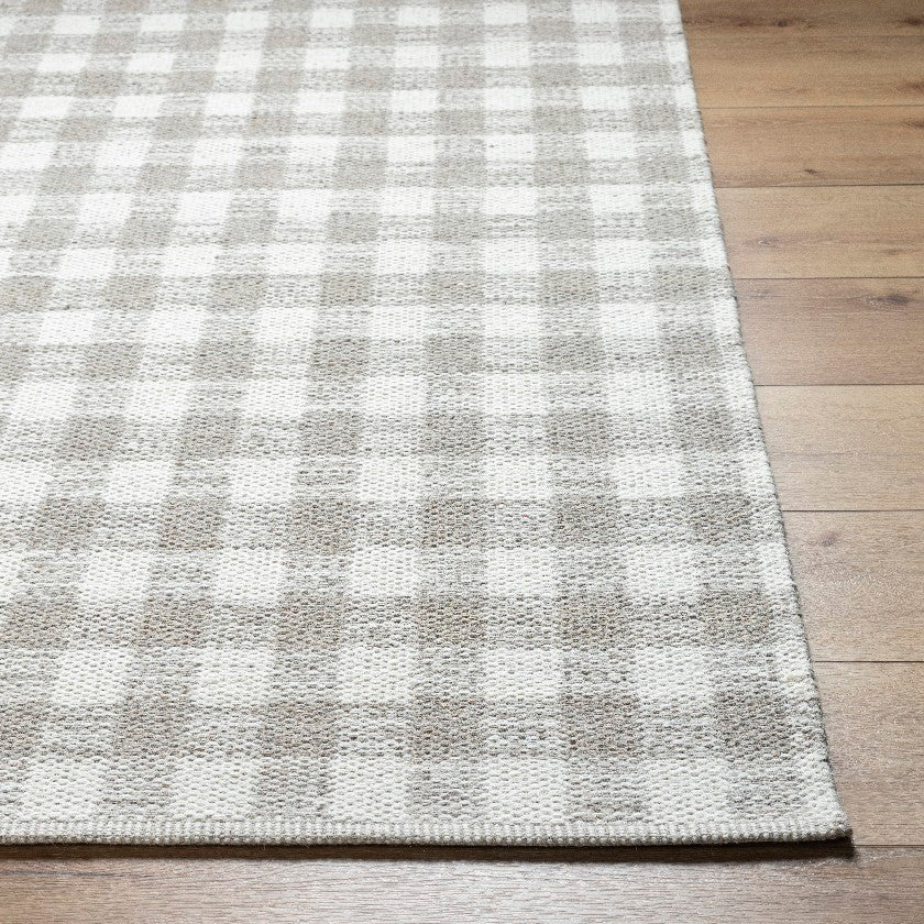 Jamaris Solid and Border Light Grey Area Rug