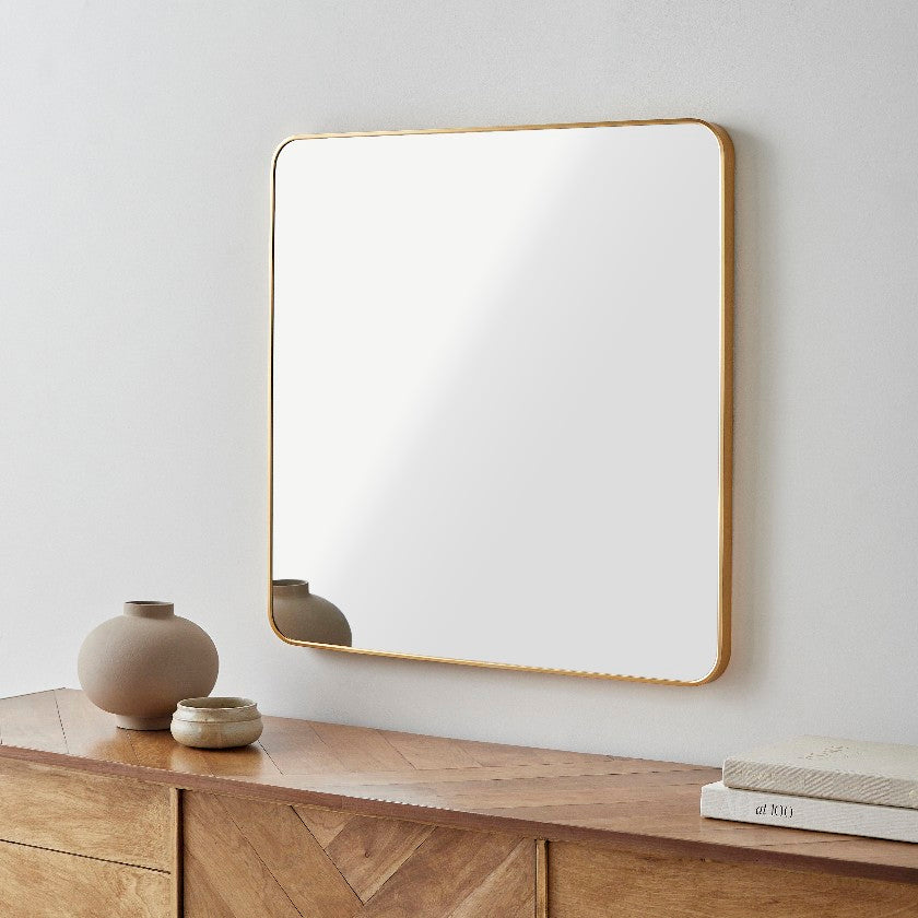 Louvenia Modern Gold Wall Mirror