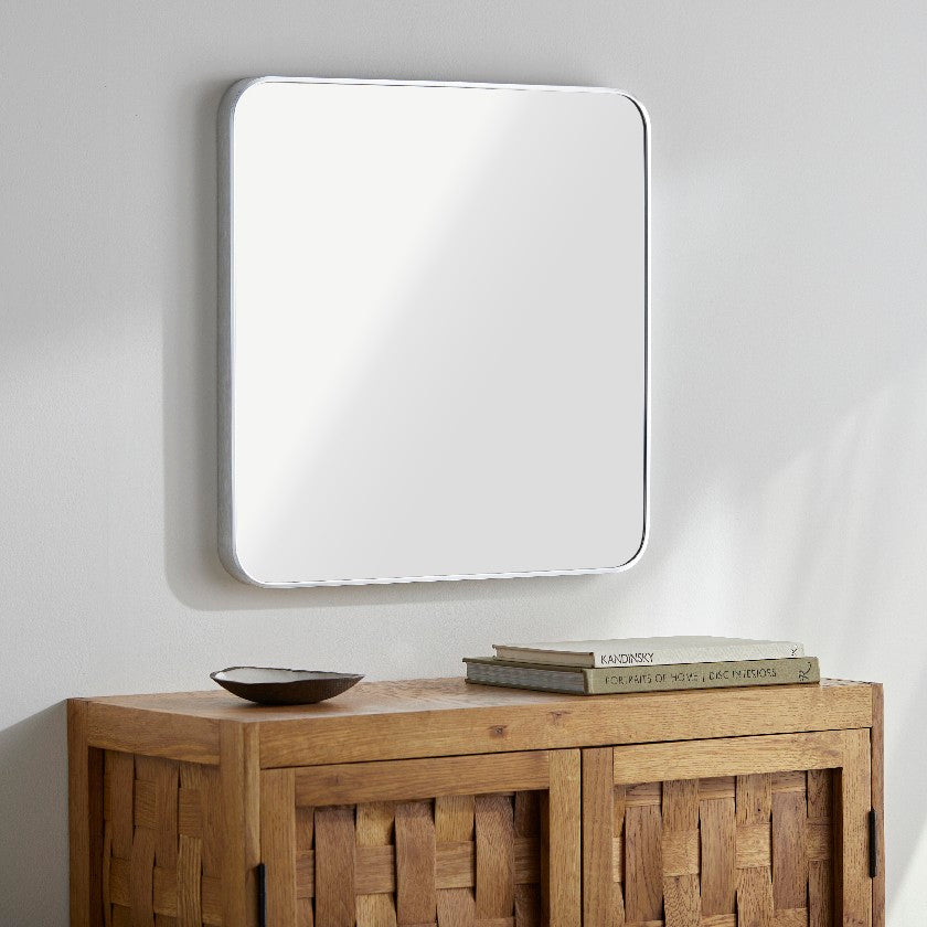 Louvenia Modern Metallic Silver Wall Mirror