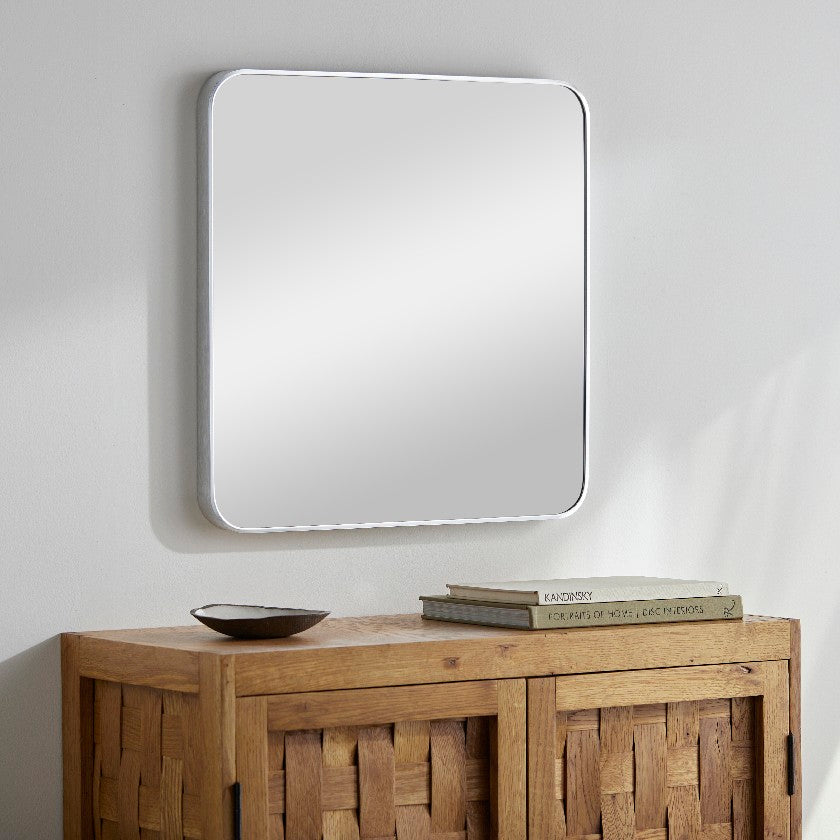 Louvenia Modern Metallic Silver Wall Mirror