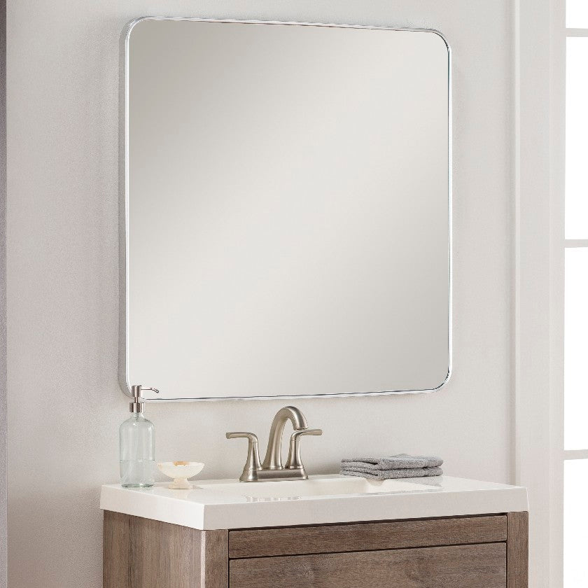 Louvenia Modern Metallic Silver Wall Mirror