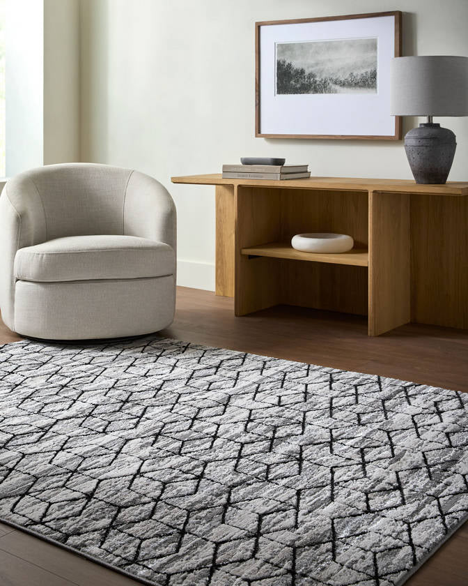 Carlton Modern Black/Light Beige Area Rug