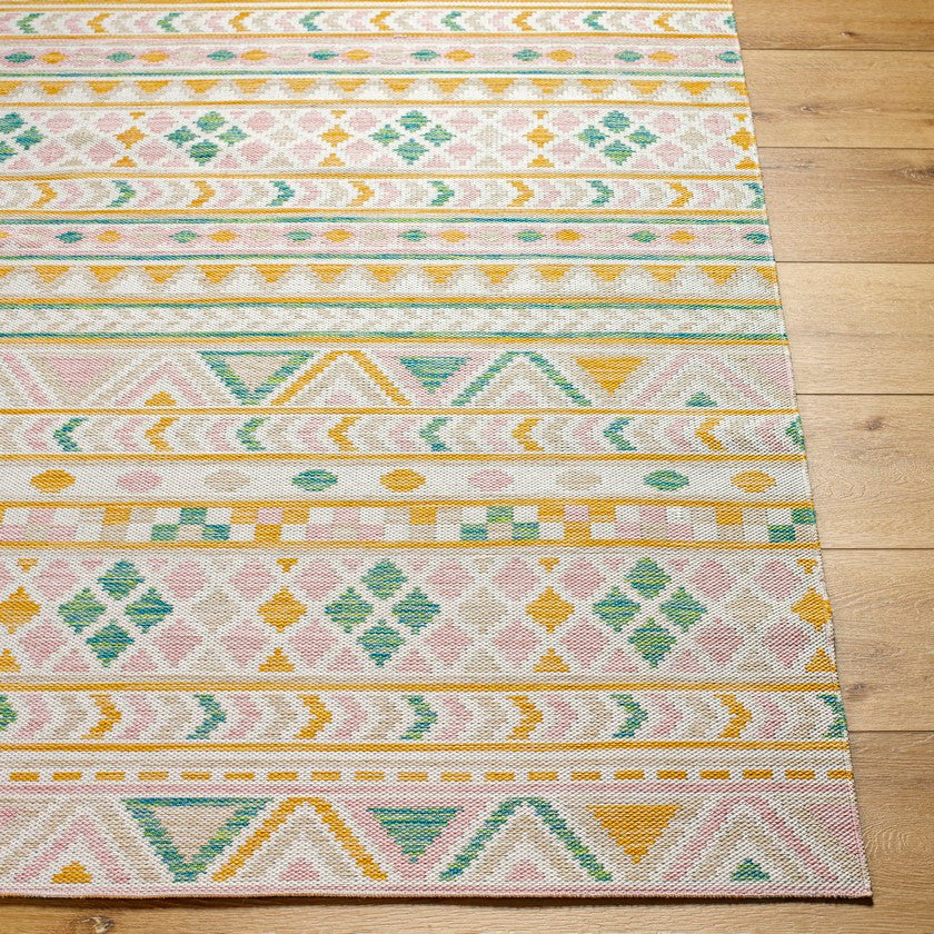 Latroy Coastal Blush/Green Area Rug