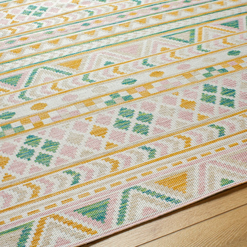Latroy Coastal Blush/Green Area Rug