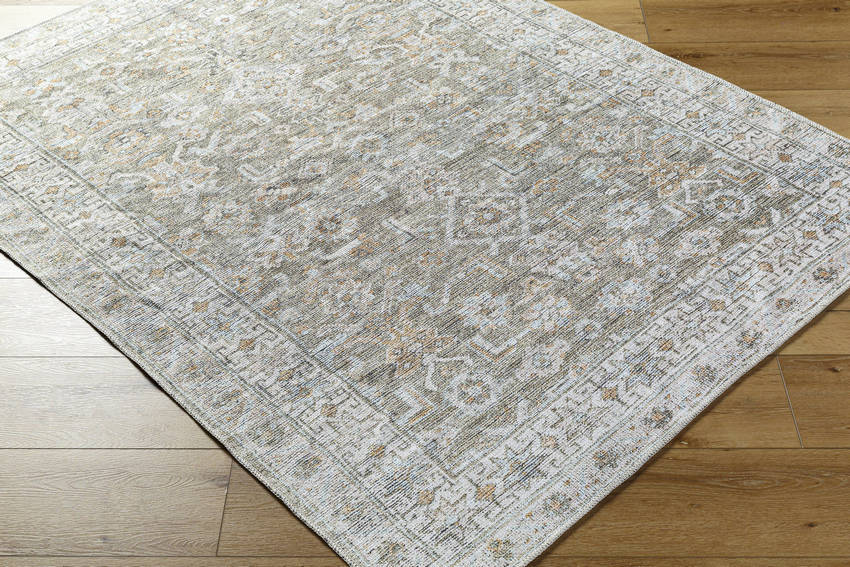 Dian Traditional Khaki/Light Silver Washable Area Rug