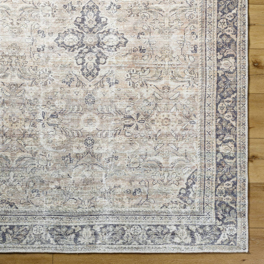 Darling Traditional Warm Grey/Khaki Washable Area Rug - Becki Owens x Livabliss