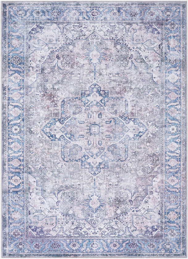 Jessy Traditional Denim Washable Area Rug