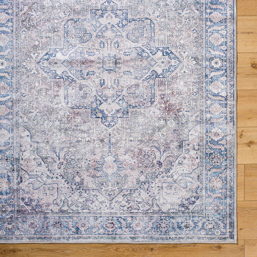 Jessy Traditional Denim Washable Area Rug
