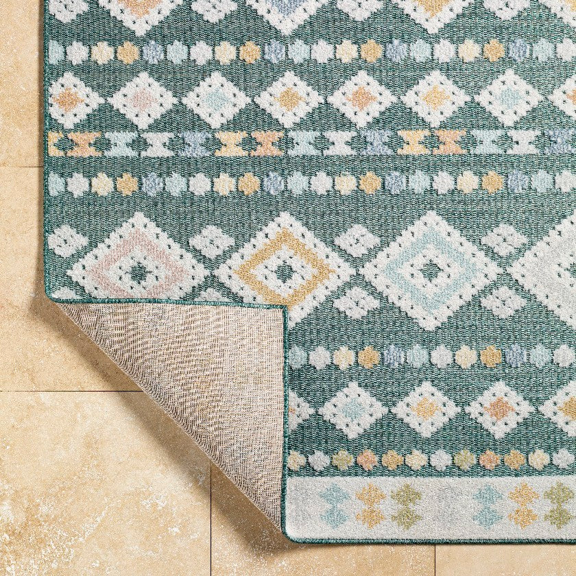 Zarinah Coastal Medium Green Area Rug