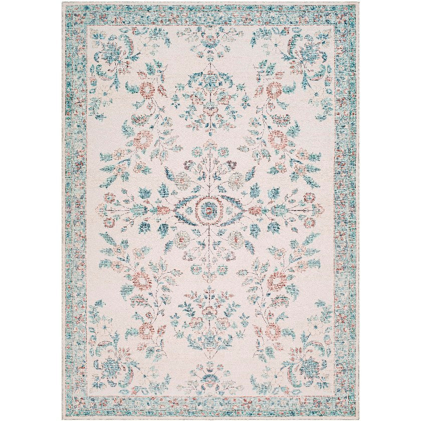 Jeaneen Traditional Light Silver/Sage Washable Area Rug