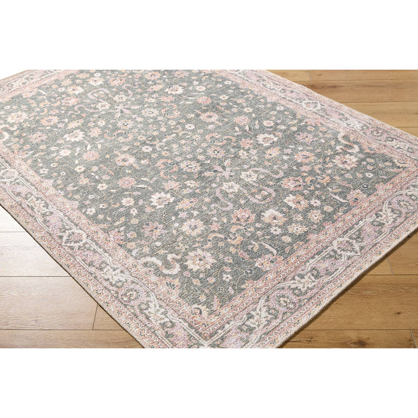 Tayce Traditional Medium Green Washable Area Rug
