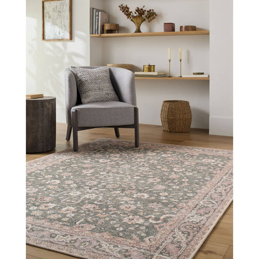Tayce Traditional Medium Green Washable Area Rug