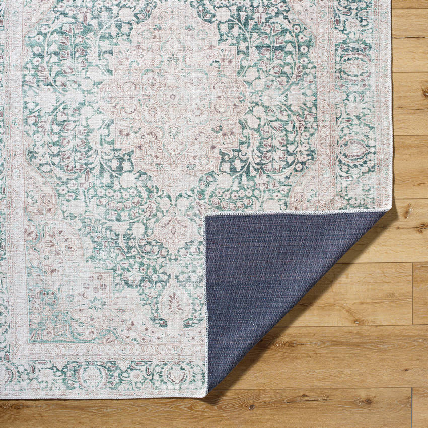 Special Traditional Dark Green Washable Area Rug