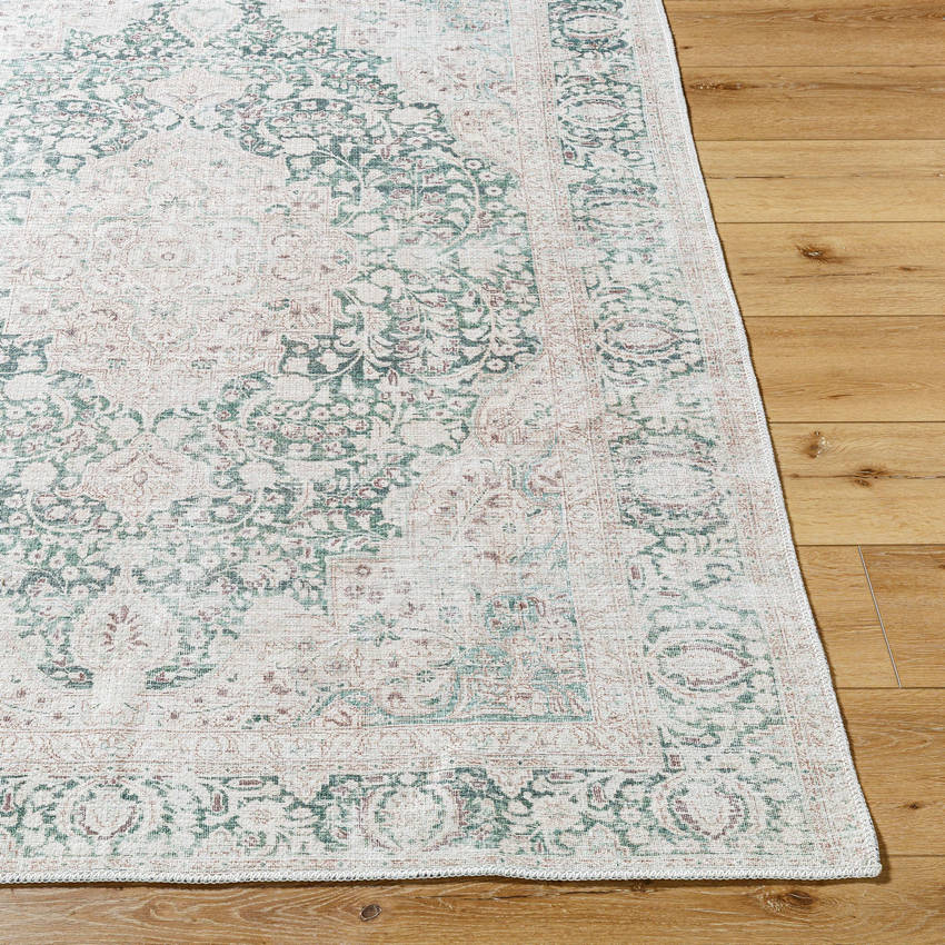 Special Traditional Dark Green Washable Area Rug
