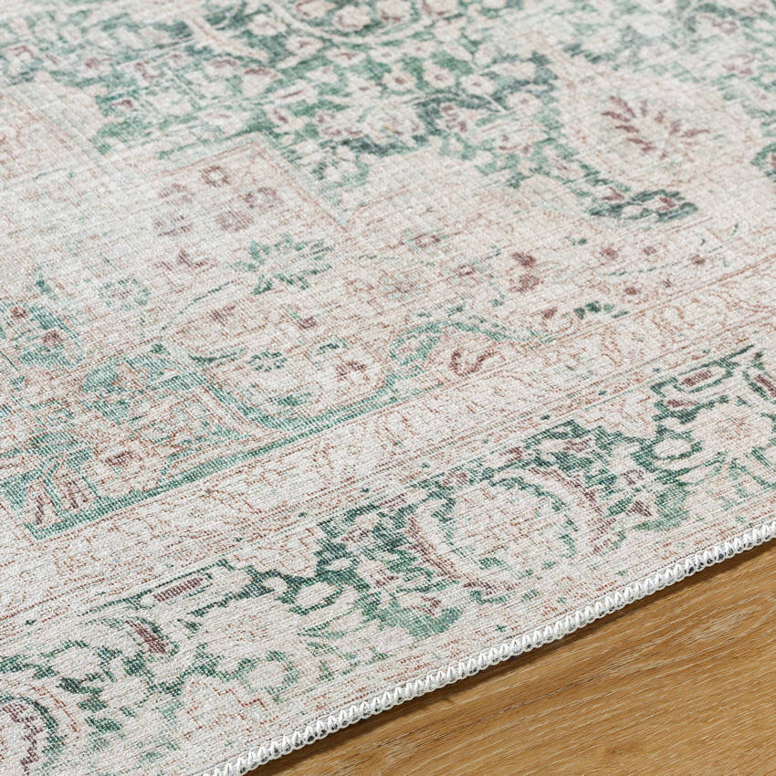 Special Traditional Dark Green Washable Area Rug