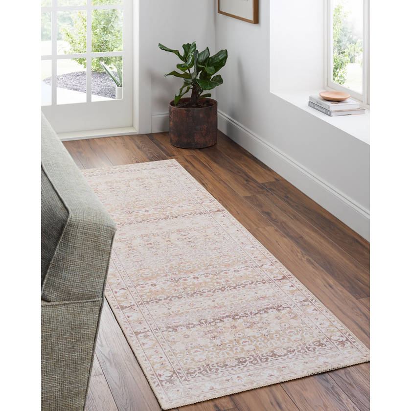 Kyna Traditional Light Brown Washable Area Rug