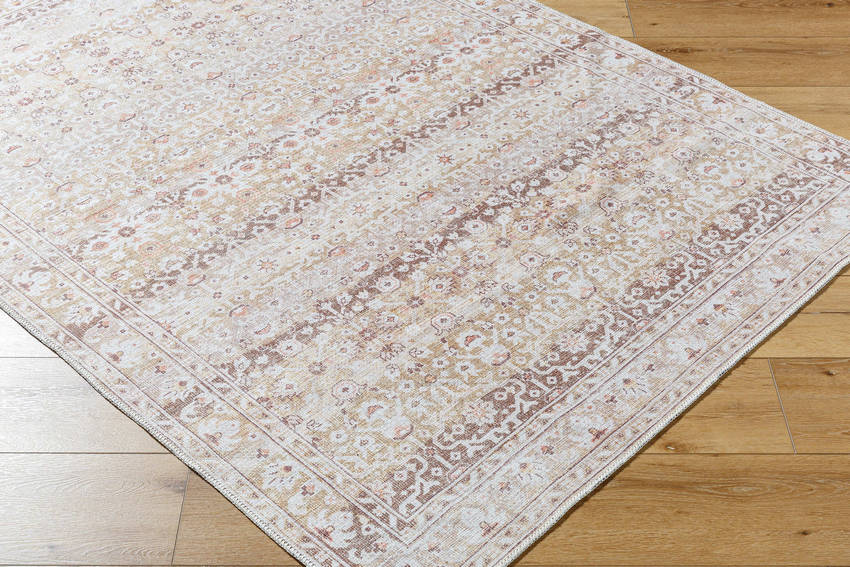 Kyna Traditional Light Brown Washable Area Rug