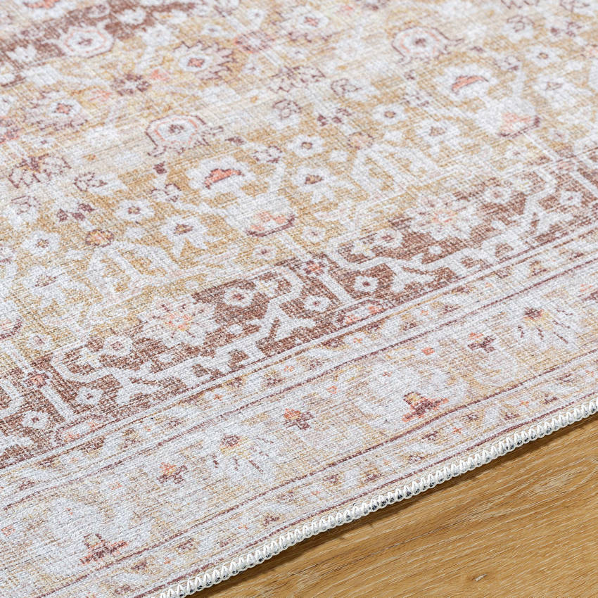 Kyna Traditional Light Brown Washable Area Rug
