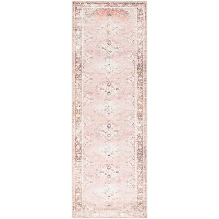Candise Traditional Dusty Pink Washable Area Rug