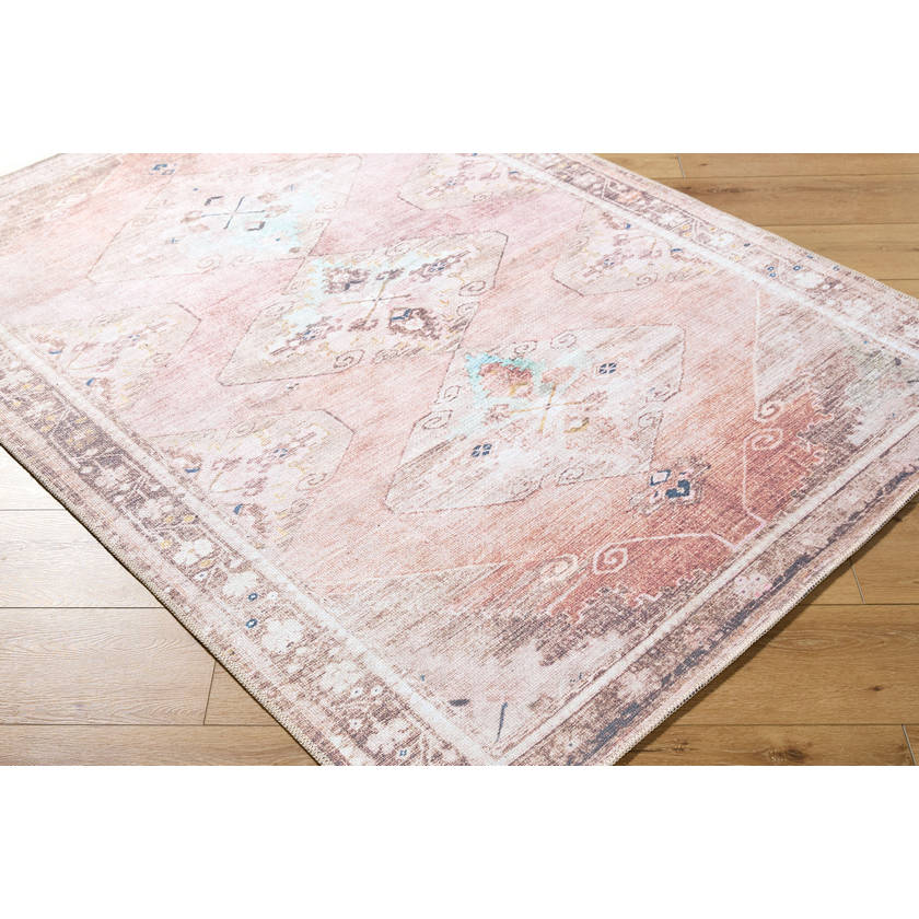 Candise Traditional Dusty Pink Washable Area Rug