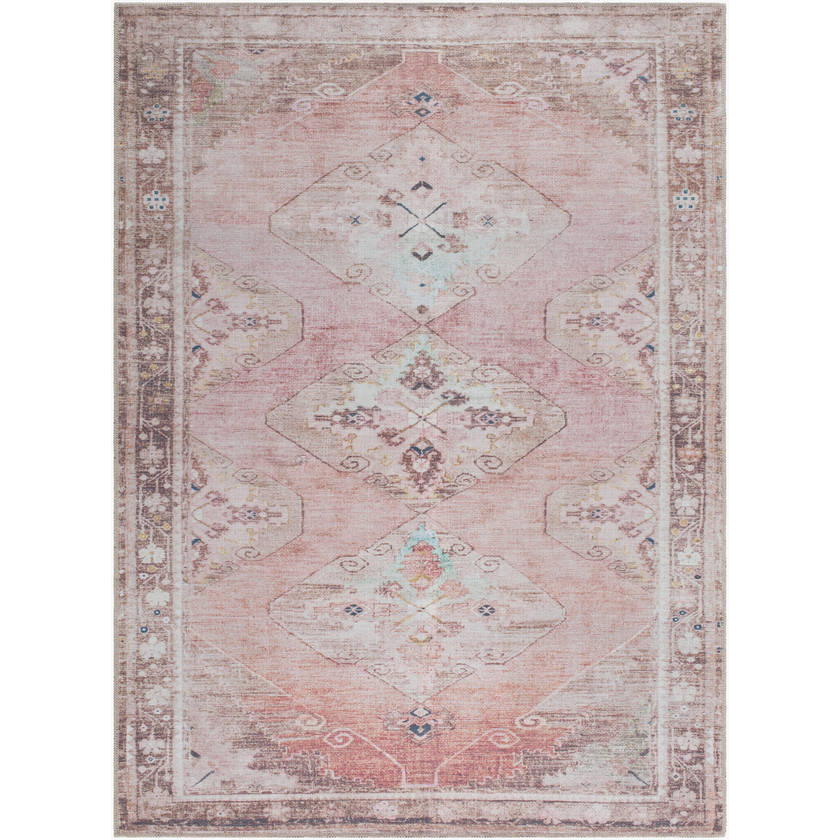 Candise Traditional Dusty Pink Washable Area Rug