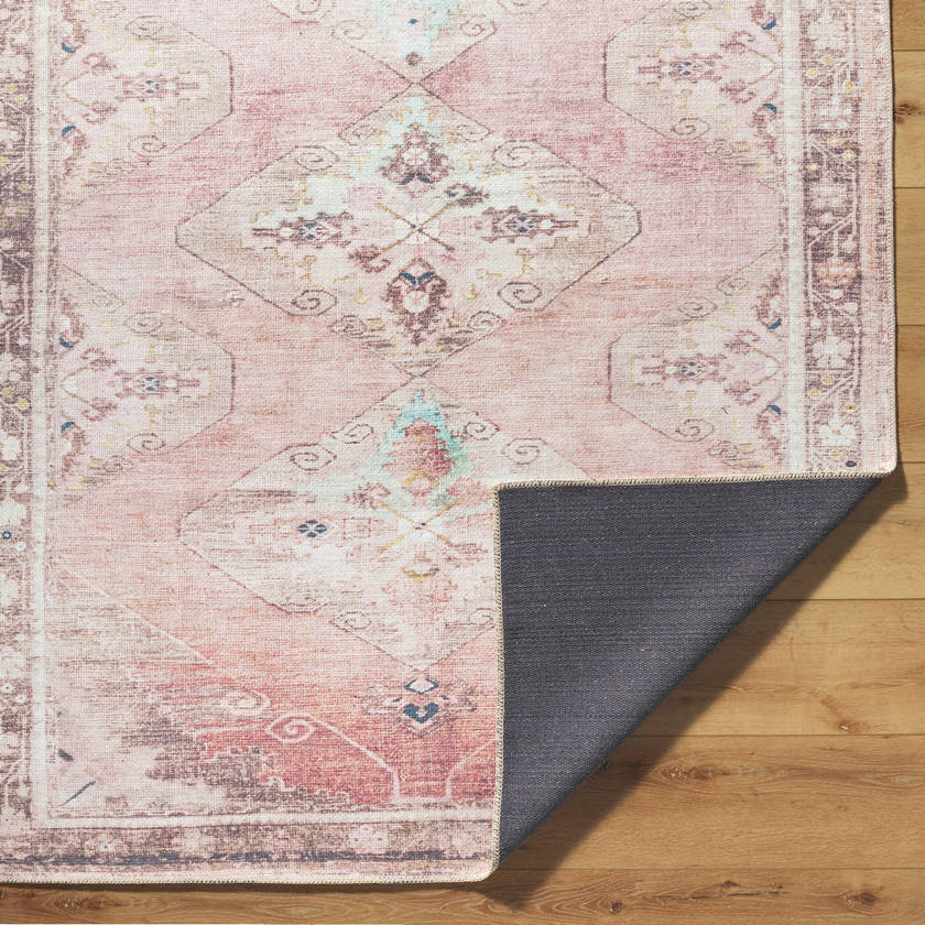 Candise Traditional Dusty Pink Washable Area Rug