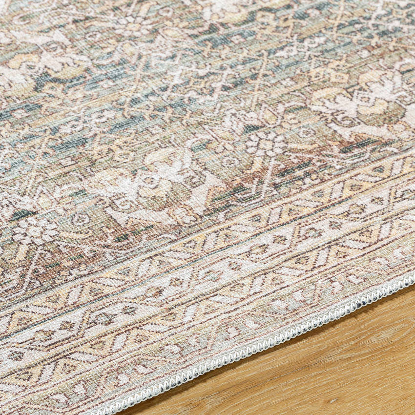 Trivia Traditional Dark Brown Washable Area Rug