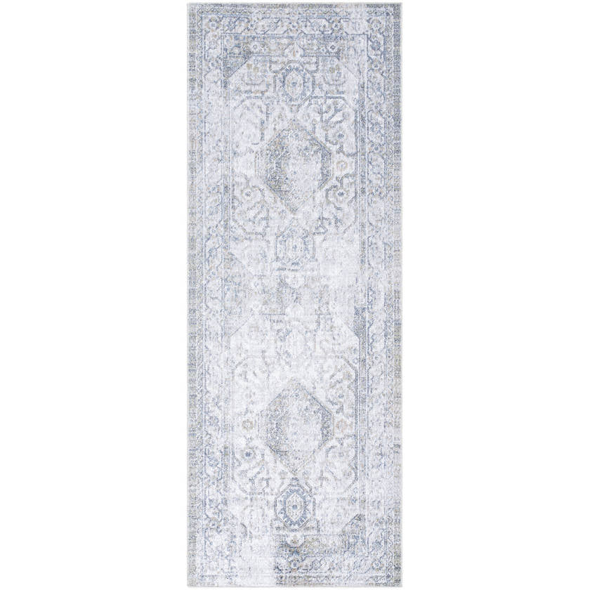 Taron Traditional Metallic - Silver Washable Area Rug