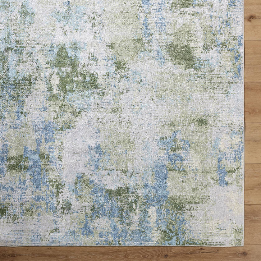 Kamron Modern Sage Green Washable Area Rug