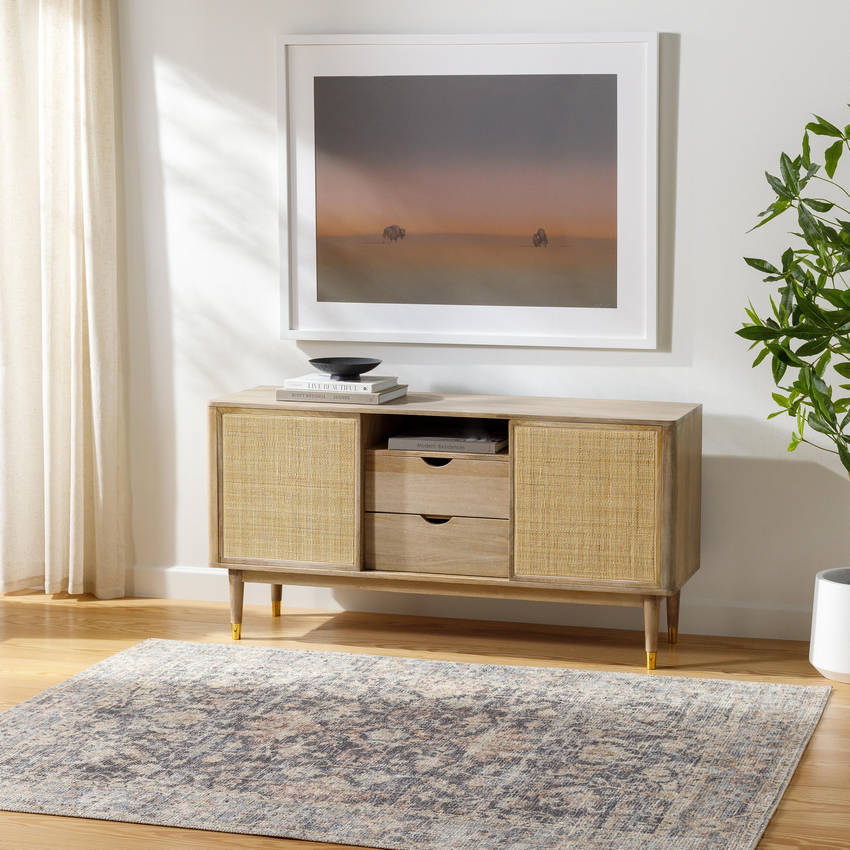 Olympic Traditional Charcoal/Sky Blue Area Rug - Our PNW Home x Livabliss