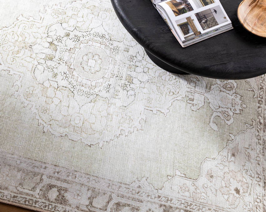 Rainier Traditional Cream/Light Brown Washable Area Rug - Our PNW Home x Livabliss