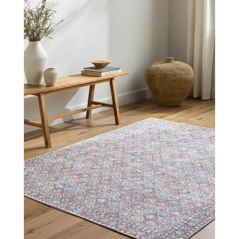 Rommy Traditional Pink Washable Area Rug