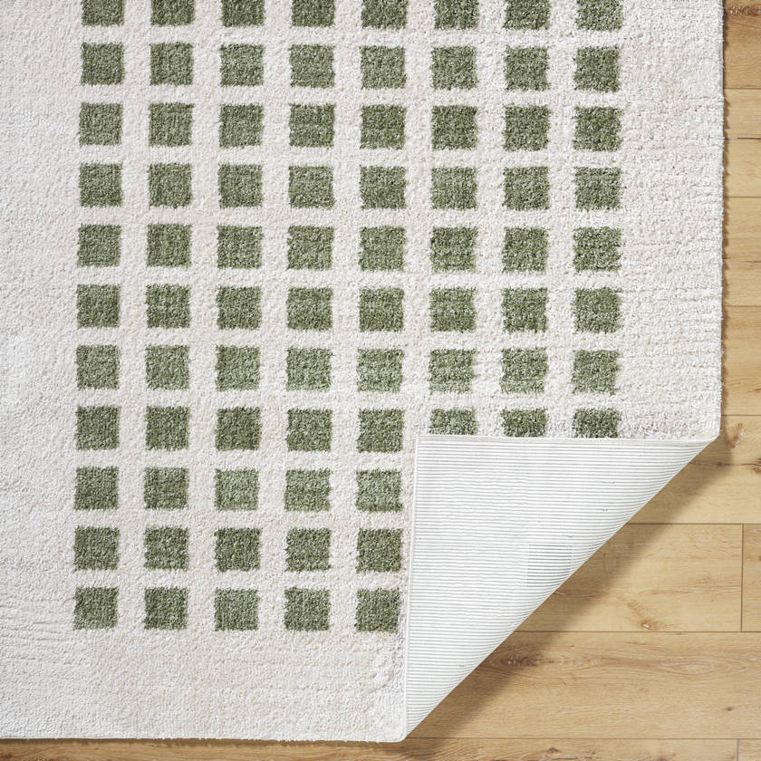 Noam Modern Grass Green Washable Area Rug