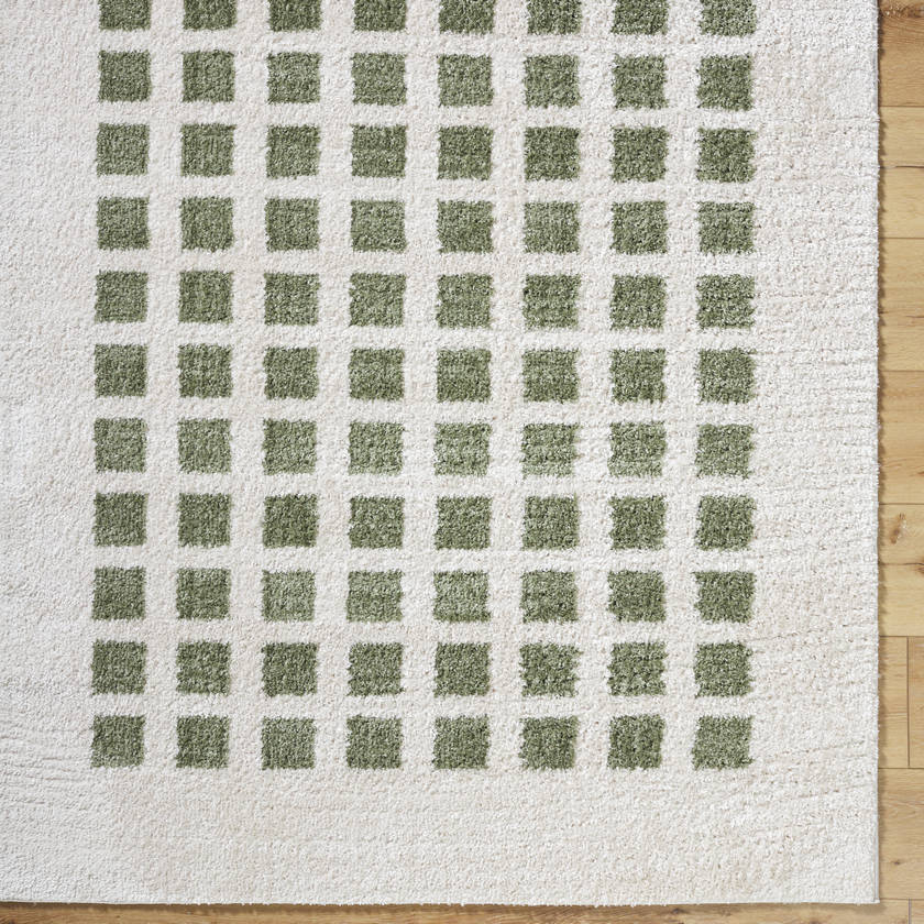 Noam Modern Grass Green Washable Area Rug