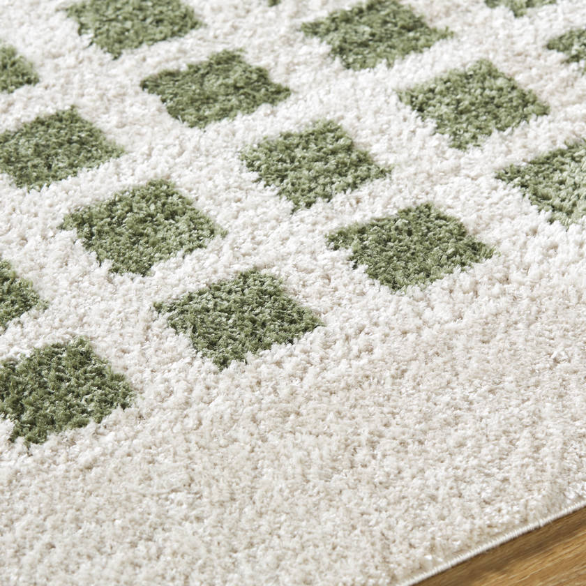 Noam Modern Grass Green Washable Area Rug