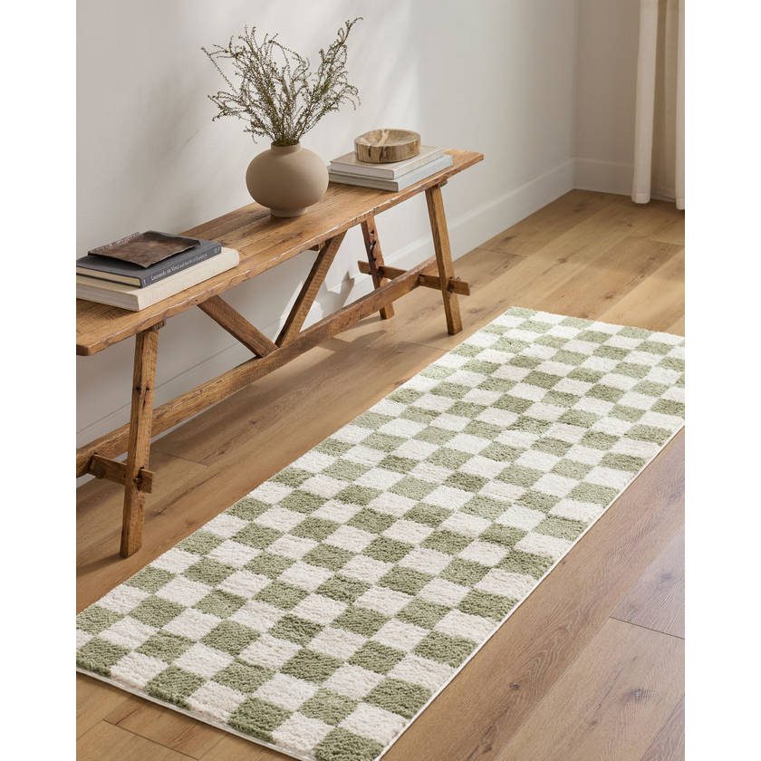 Shera Modern Grass Green Washable Area Rug