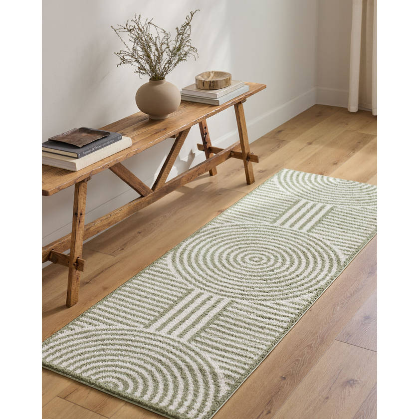 Marcela Modern Grass Green Washable Area Rug