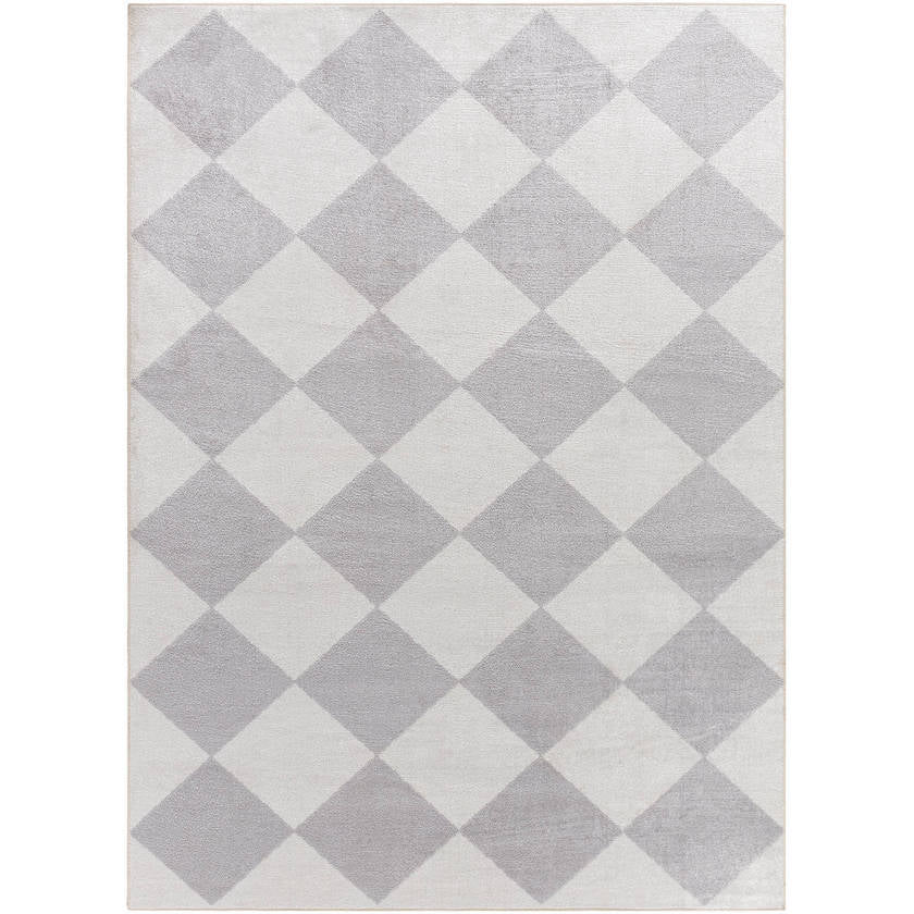 Senior Modern Light Gray Washable Area Rug