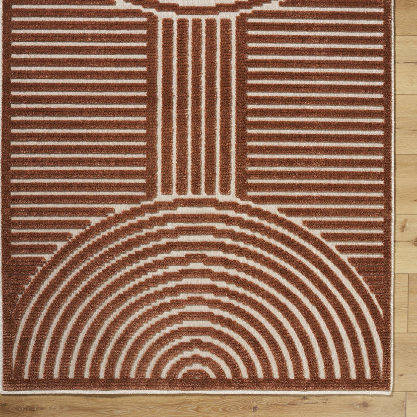 Carter Lake Modern Rust Washable Area Rug