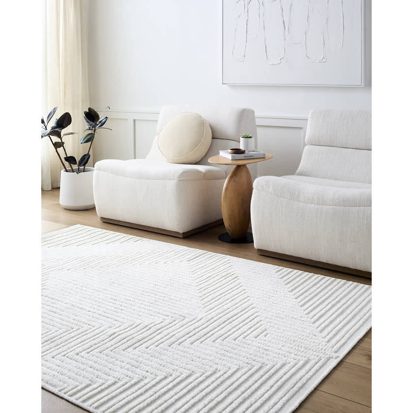 Carissa Modern White Washable Area Rug