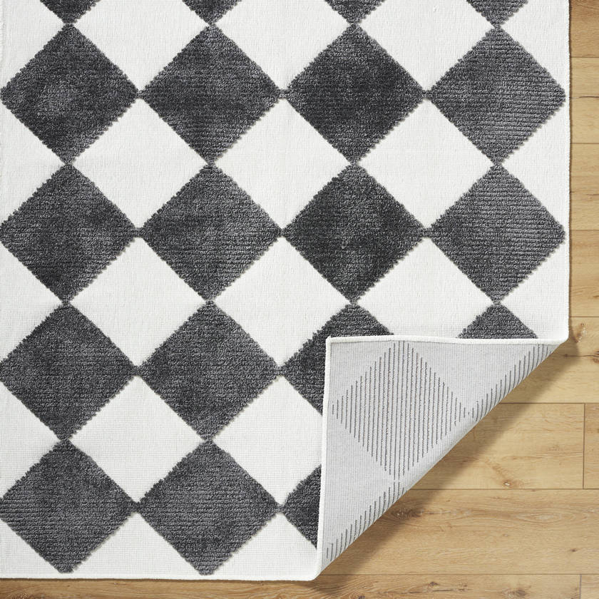 Luanne Modern Charcoal Washable Area Rug