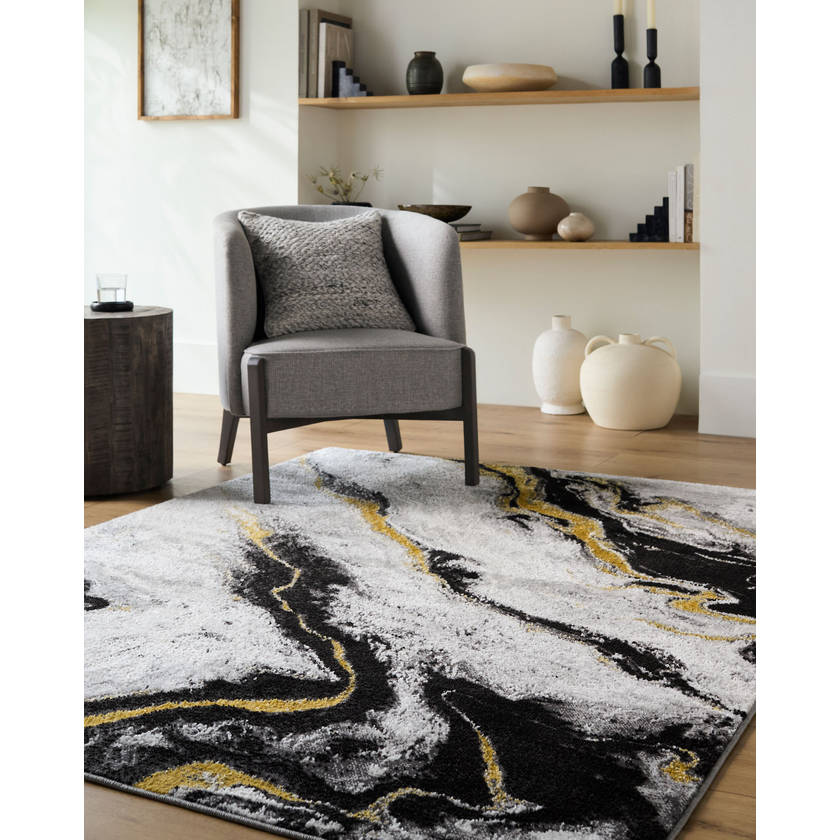 Hurst Modern Light Slate/Black Area Rug