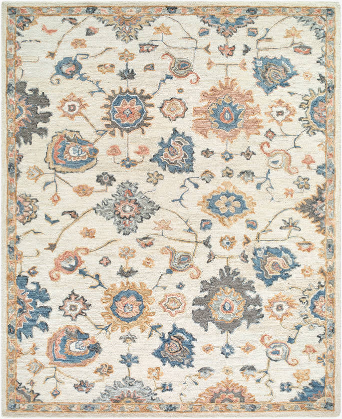 Terrin Traditional Pearl/Slate Blue Area Rug