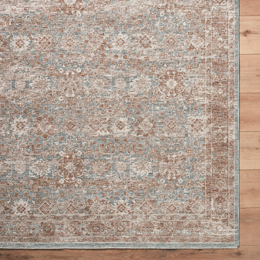 Cassy Traditional Tan/Blue Area Rug