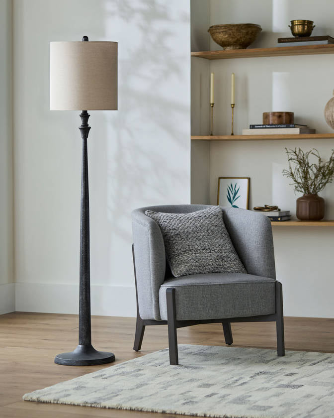 Mikia Rustic Black Floor Lamp