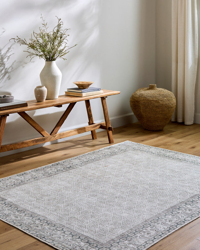 Rainier Cottage Blue/Medium Gray Washable Area Rug - Our PNW Home x Livabliss