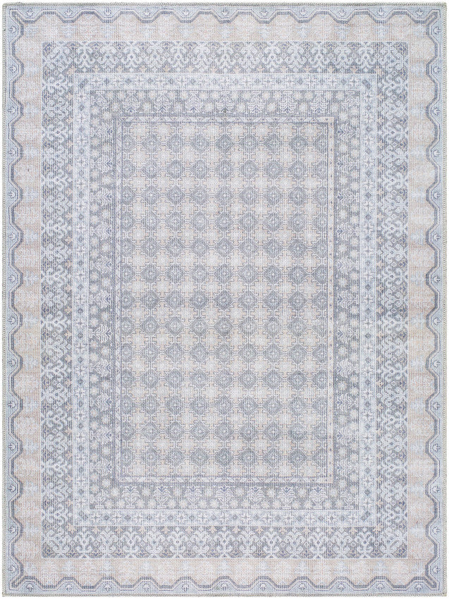 Rainier Cottage White/Pale Blue Washable Area Rug - Our PNW Home x Livabliss