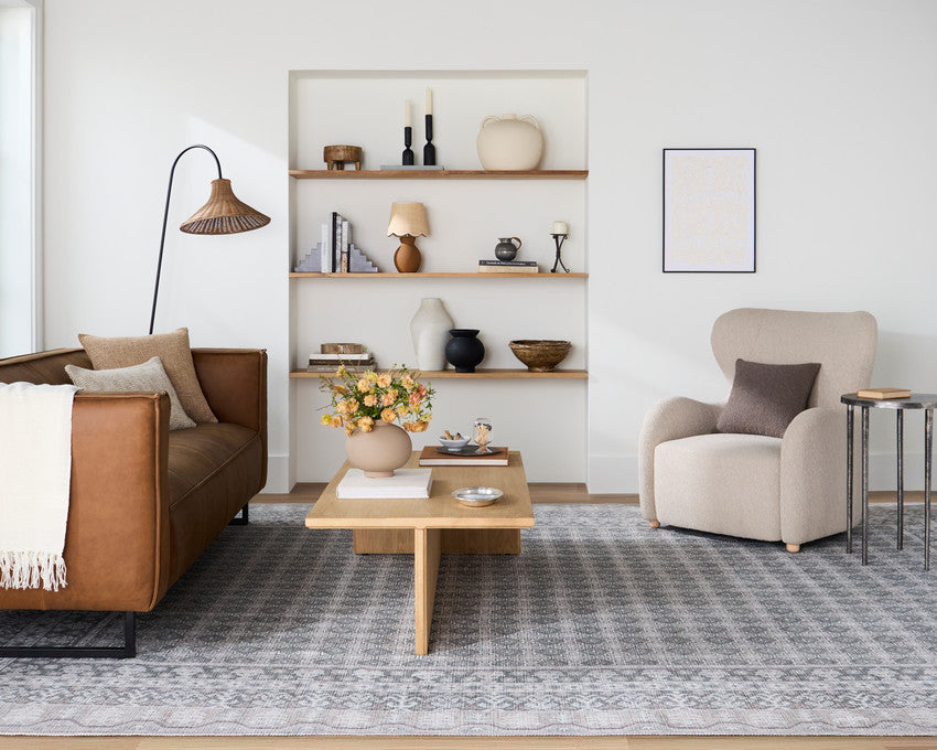 Rainier Cottage White/Pale Blue Washable Area Rug - Our PNW Home x Livabliss